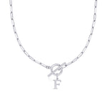 Load image into Gallery viewer, Paperclip Letter Initial Circle Lock Clasp Necklace