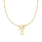 Load image into Gallery viewer, Paperclip Letter Initial Circle Lock Clasp Necklace