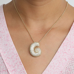 Load image into Gallery viewer, Chunky Bubble Diamond Dazzle Initial Necklaces