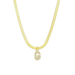 Load image into Gallery viewer, Dainty Diamond Letter Initial Herringbone Necklace
