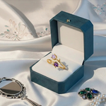 Load image into Gallery viewer, Double Birthstones Ring With Tulip Design