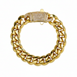 Load image into Gallery viewer, 14k Chunky Diamond Accented Clasp Cuban Link Bracelet