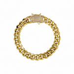 Load image into Gallery viewer, 14k Chunky Diamond Accented Clasp Cuban Link Bracelet