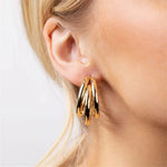 Load image into Gallery viewer, Triple Hoop Earring 3 Gold Hoop Earrings