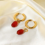 Load image into Gallery viewer, Dainty Carnelian Huggie Hoop Earrings