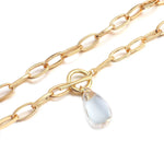 Load image into Gallery viewer, Chunky Paperclip Crystal Waterdrop Circle Bar Clasp Necklace