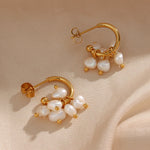 Load image into Gallery viewer, 18k Dainty Pearl Droplet Dangle Earrings