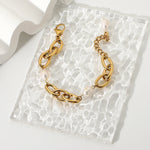 Load image into Gallery viewer, 18k Chunky Paperclip Pearl Accented Bracelet