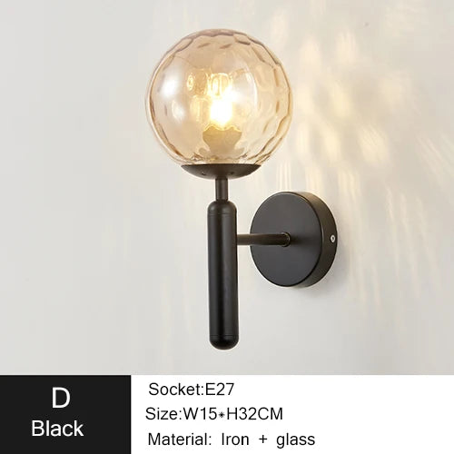 Nordic Modern Glass Ball Wall Lamp Light Fixture