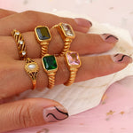 Load image into Gallery viewer, Chunky Cross Striped Baguette Diamond Ring