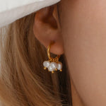 Load image into Gallery viewer, 18k Dainty Pearl Droplet Dangle Earrings