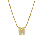 Load image into Gallery viewer, Diamond Bubble Letter Initial Necklace