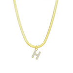 Load image into Gallery viewer, Dainty Diamond Letter Initial Herringbone Necklace