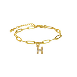 Load image into Gallery viewer, Dainty Paperclip Letter Initial Bracelet