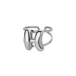 Load image into Gallery viewer, Adjustable Open Band Bubble Letter Initial Ring