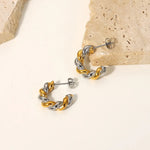 Load image into Gallery viewer, 18k Two Tone Twist Spiral C Hoop Earrings