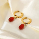 Load image into Gallery viewer, Dainty Carnelian Huggie Hoop Earrings