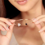 Load image into Gallery viewer, Dainty Double Heart Bangle Bracelet