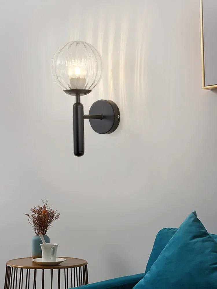 Metal Glass Ball Wall Lamp Light Fixture