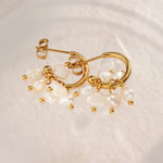 Load image into Gallery viewer, 18k Dainty Pearl Droplet Dangle Earrings