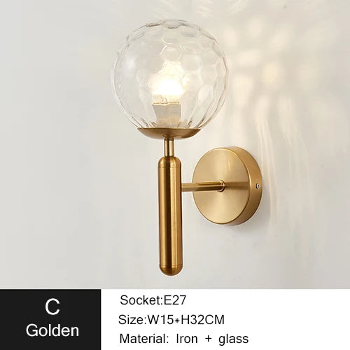 Nordic Modern Glass Ball Wall Lamp Light Fixture