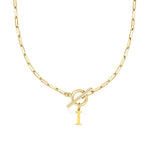 Load image into Gallery viewer, Paperclip Letter Initial Circle Lock Clasp Necklace