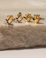 Load image into Gallery viewer, Gold Triple Crystal Flower Stud Earrings