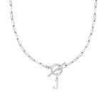 Load image into Gallery viewer, Paperclip Letter Initial Circle Lock Clasp Necklace