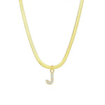 Load image into Gallery viewer, Dainty Diamond Letter Initial Herringbone Necklace