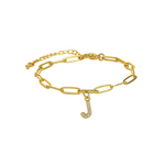 Load image into Gallery viewer, Dainty Paperclip Letter Initial Bracelet