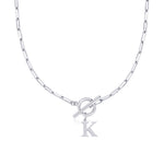 Load image into Gallery viewer, Paperclip Letter Initial Circle Lock Clasp Necklace