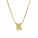 Load image into Gallery viewer, Diamond Bubble Letter Initial Necklace