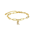 Load image into Gallery viewer, Dainty Paperclip Letter Initial Bracelet
