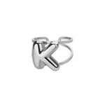 Load image into Gallery viewer, Adjustable Open Band Bubble Letter Initial Ring