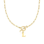 Load image into Gallery viewer, Paperclip Letter Initial Circle Lock Clasp Necklace