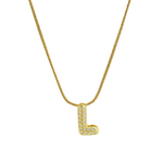 Load image into Gallery viewer, Diamond Bubble Letter Initial Necklace