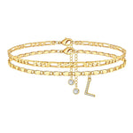 Load image into Gallery viewer, 2pc 14k Diamond Letter Initial Anklet