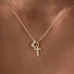 Load image into Gallery viewer, Dainty Diamond Initial & Cross Necklace