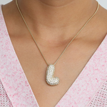 Load image into Gallery viewer, Chunky Bubble Diamond Dazzle Initial Necklaces
