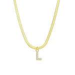 Load image into Gallery viewer, Dainty Diamond Letter Initial Herringbone Necklace