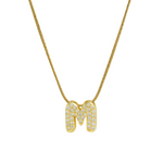 Load image into Gallery viewer, Diamond Bubble Letter Initial Necklace