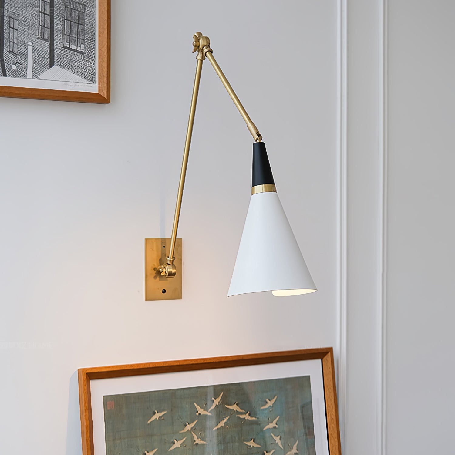Edge Angled Shade Midcentury Inspired Wall Lamp