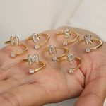 Load image into Gallery viewer, Dainty Bubble Diamond Wrap Initial Ring
