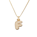 Load image into Gallery viewer, 14k Diamond Dazzle Bubble Initial Necklace
