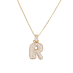 Load image into Gallery viewer, 14k Diamond Dazzle Bubble Initial Necklace