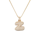 Load image into Gallery viewer, 14k Diamond Dazzle Bubble Initial Necklace