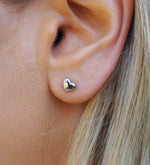 Load image into Gallery viewer, Sterling Silver Mini Heart Stud Earrings