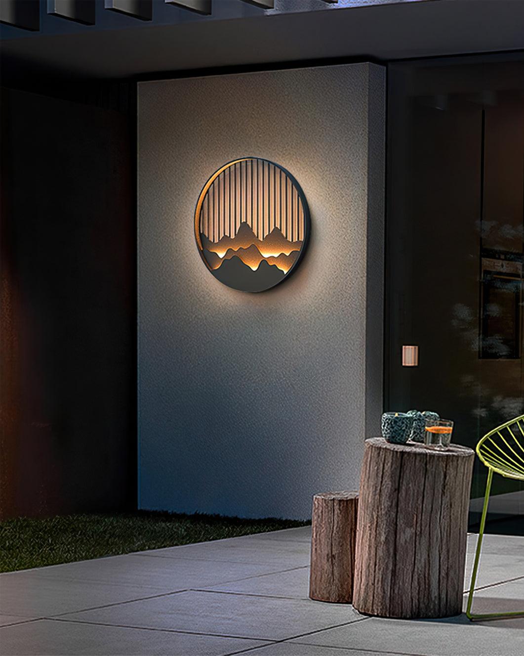 Circular Mountain Motif Contemporary Wall Sconce