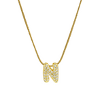 Load image into Gallery viewer, Diamond Bubble Letter Initial Necklace