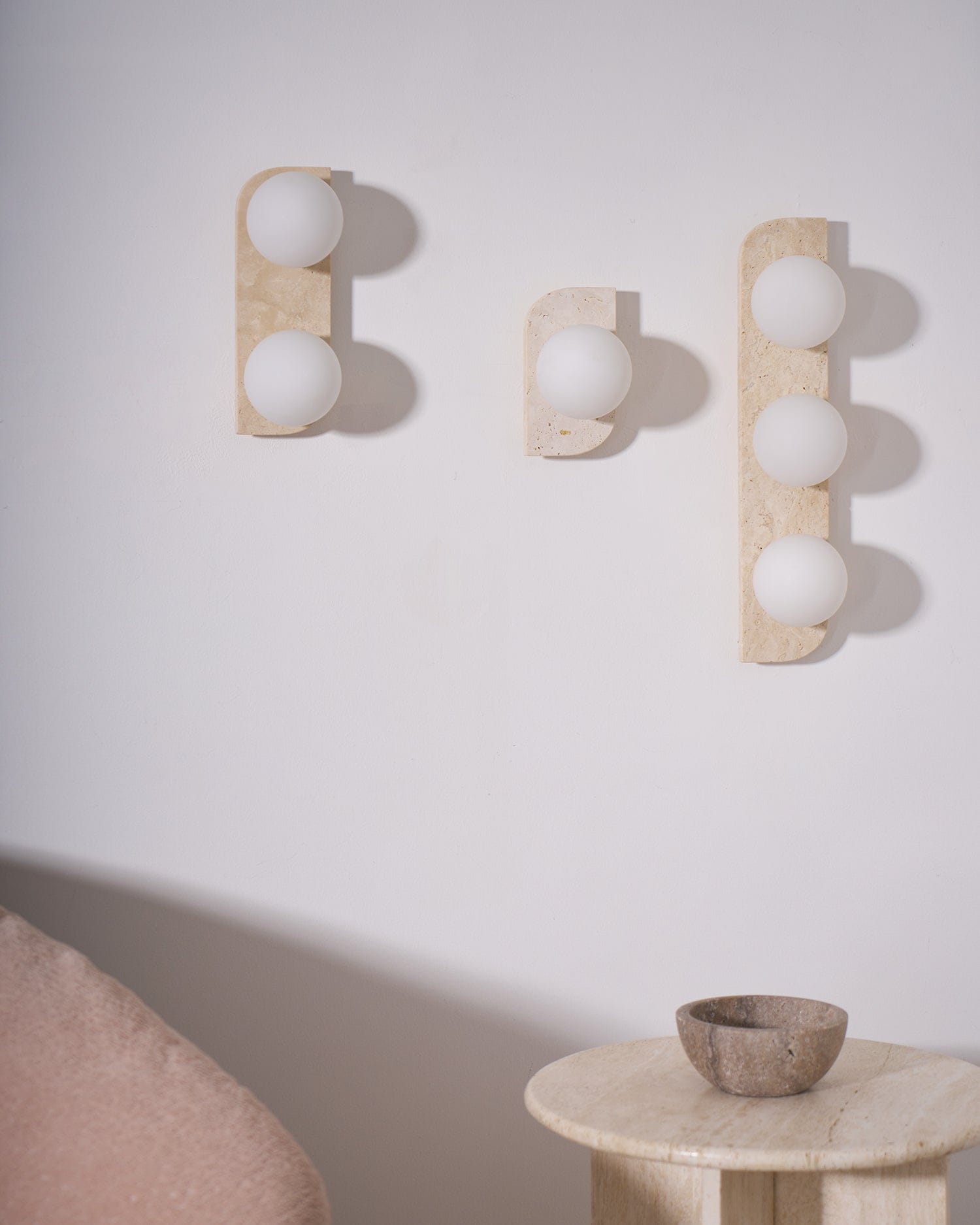 Spherical Travertine Contemporary Wall Light